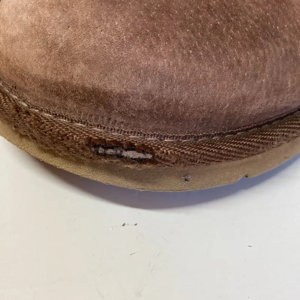 UGG Size 7 Brown Suede Leather Boots Sheepskin Lined 5358 Side Buckle 38 EU